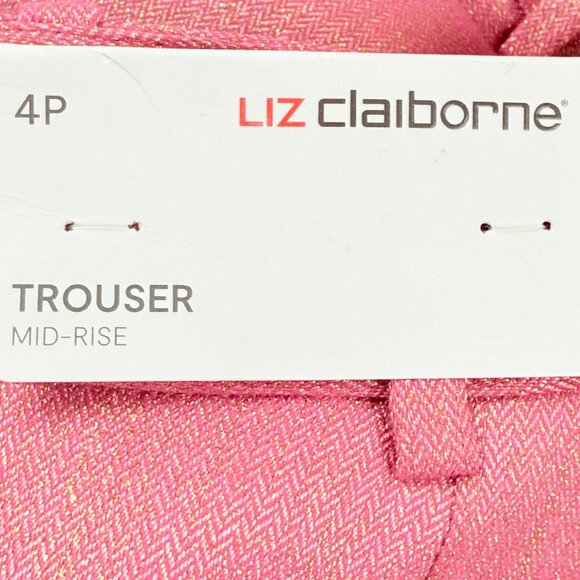 Liz Claiborne Womens Frozen Berry Metallic Contoured Waistband Trouser Sz 4P NWT - Picture 5 of 12